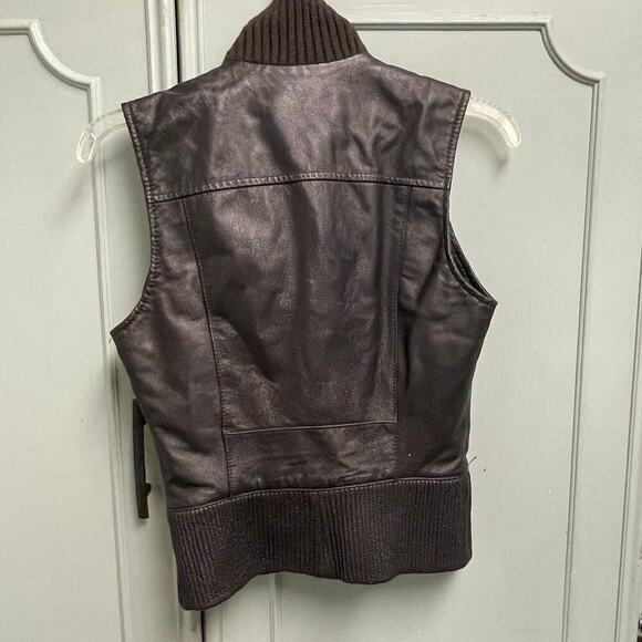 June Black Leather Moto Vest Size XS Womens Full Zip Ribbed - Picture 10 of 10